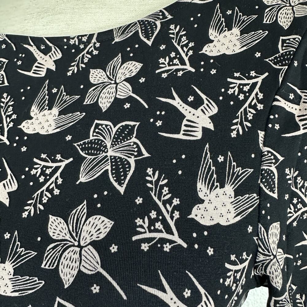 Boden Abigail Dress Women Size 6R Bird Print Jersey Knit Long Sleeve Pockets - Picture 8 of 16